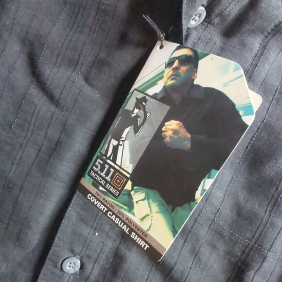5.11 Tactical Series Mens Button Up Black Size Large Covert Casual Shirt NWT - Picture 9 of 14